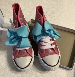 Girls Pink Glitter Sneakers Size 2 NIB - Picture 1 of 6