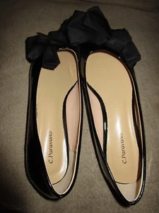 C. Paravano Pointy Bow Flats Comfortable Women Shoes Leather Flats Size 8.5 - Picture 1 of 5