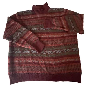Vintage Fair Isle Sweater Size L Wool Alpaca Turtleneck Eddie Bauer NWT - Picture 1 of 3