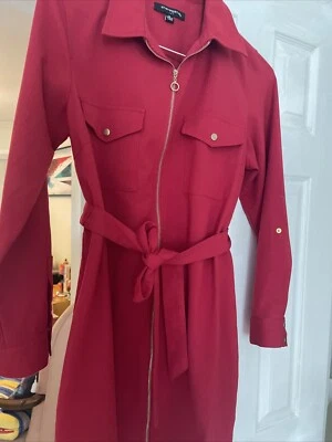 Sharagano Shirt Waist Zip Up & Down Red Dress Size 12. EUC. - Image 1 of 4
