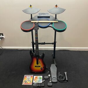 Playstation 3 PS3 Guitar Hero World Tour Drum Kit + Guitar with Dongles BUNDLE 