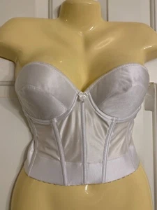 Reggiseno sottofilo nuovo con etichette JCPenney Delicates 34C bianco senza spalline bustier ossa corsetto - Foto 1 di 4