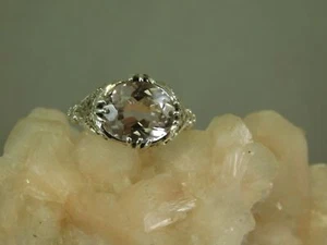 4.45 Ct. Oval Kunzite Ring Sterling Silver Art Deco Style Filigree - Picture 1 of 8