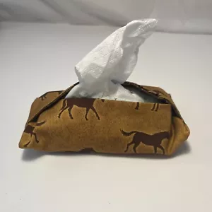 Pocket Tissue Holder Handmade Brown Horses Running Wild Double Sided 5x3 New - Picture 1 of 3