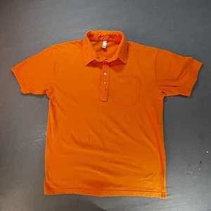 AMERICAN APPAREL Orange Pocket Large Button Up Collar Short Sleeve Shirt Made US - Picture 1 of 13
