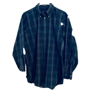 Hathaway Mens Long Sleeve Green Plaid Button Down Shirt L - Picture 1 of 4