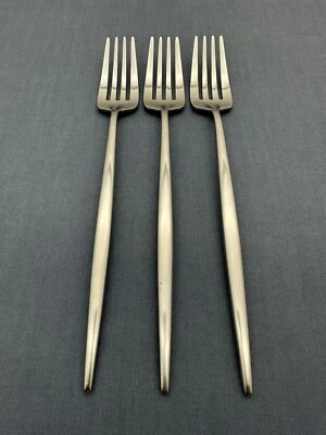 Cutipol MOON MATTE Brushed Stainless Flatware 8 1/8" DINNER FORKS Set of 3 - Image 1 of 4