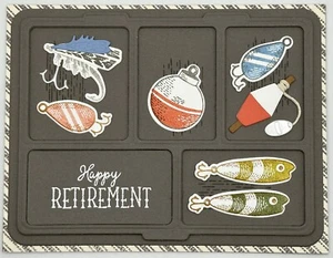 Stampin' Up! Fishing Lures Tackle Box Retirement Card w/Envelope, Die Cuts - Picture 1 of 6