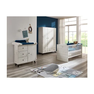 Babyzimmer Set 3-tlg. Kleiderschrank Wickelkommode Kinderbett Landhausstil - Bild 1 von 9