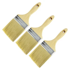 3 X JAK QUALITY 4" Paint Brush Wooden Decorating DIY Emulsion Shed Fence Wall - Picture 1 of 4