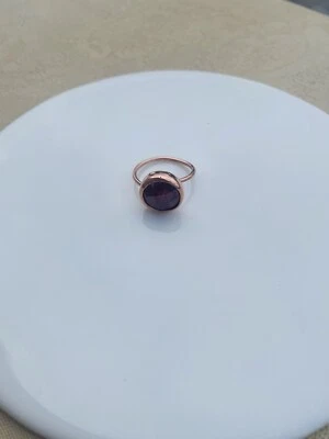 VINTAGE SILVER GILD 925 ROSE GOLD PLATED RUBY ADJUSTABLE RING - Image 1 of 4