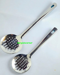 Cooking Spoon Skimmer Strainer (S) Slotted Frying Serving Mixing Turner 2 Sizes