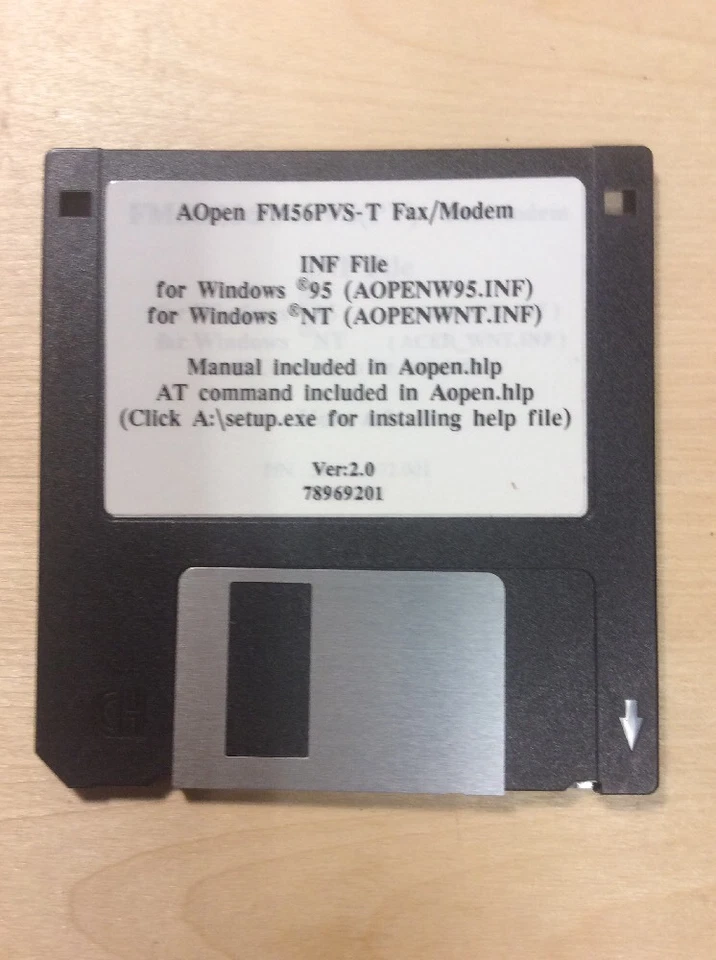 AOpen Fm57PVS Fax/Modem INF File Win 95/NT 3.5" Floppy Disk Ver 2.0 - Image 1 of 3