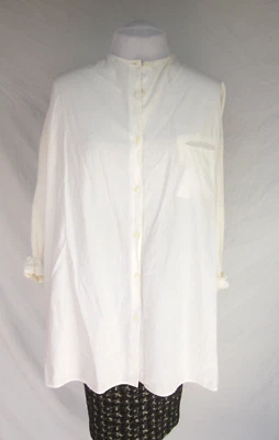 Romeo Gigli Italia De Colección 1990 Blanco Algodón Talla Grande Túnica Top Completo Yugosón Espalda Foto 1 de 4