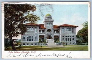 Postal antigua exterior edificio universitario Honolulu Hawaii Oahu 1908 - Imagen 1 de 2
