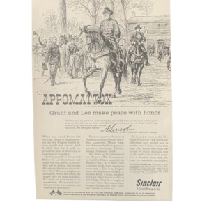 Vintage 1960 Sinclair Öl Appomattox Grant Lee Make Peace Werbung - Bild 1 von 4