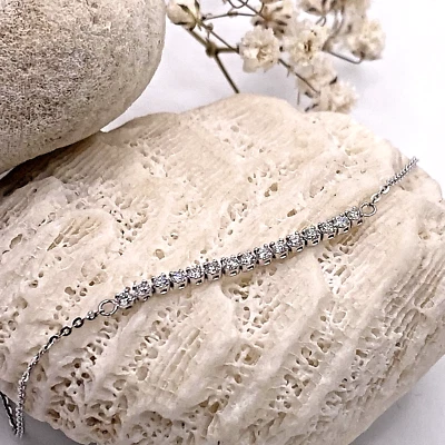 Gold Diamond Bracelet 18K Solid White Gold 0.207ct Natural Diamond UK Hallmarked - Image 1 of 4