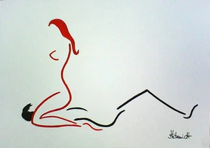 H.Schmidt Erotik Akt*Schmecken*Kamasutra liebesstellung frau original Aquarell - Bild 1 von 1