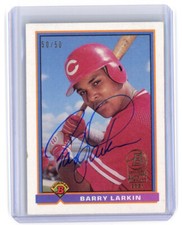 Barry Larkin auto autograph card #50/50 2021 Bowman 1991 buyback Cincinnati Reds