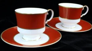 Mikasa EGYPTIAN TERRACOTTA 2 Cup & Saucer Sets Bone China A6850 GREAT CONDITION - Picture 1 of 6