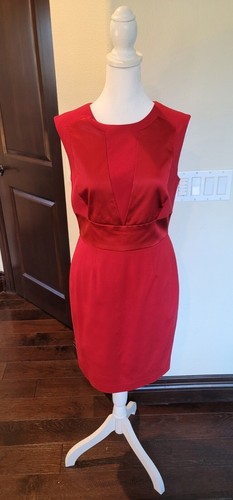 Abito da sera cocktail rosso Aidan Mattox taglia 6 lunghezza ginocchio San Valentino nuovo con etichette ballo