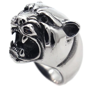 Super großer brüllender Leopardenkopf Ring Edelstahl Herren Biker Punk Ring - Bild 1 von 6