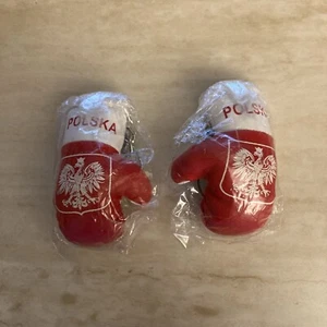 Polska Country Flag Mini Boxing Glove Pair Keychains - Picture 1 of 4