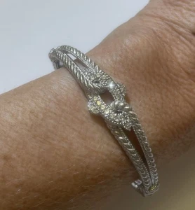 Brazalete Judith Ripka Cuerda Bisagras Plata de Ley Circonita Cúbica Med-Lg 29g - Imagen 1 de 9