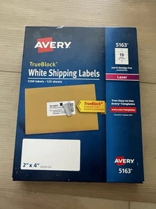 Avery 5163 Versandetiketten 2" x 4" Laser 1.250 weiße Etiketten TrueBlock 125 Blatt - Bild 1 von 3