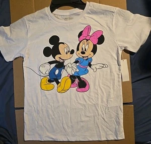Disney Mickey Mouse Girl's Shirt Minnie Holding Hands Crewneck T-Shirt Size MED - Picture 1 of 3
