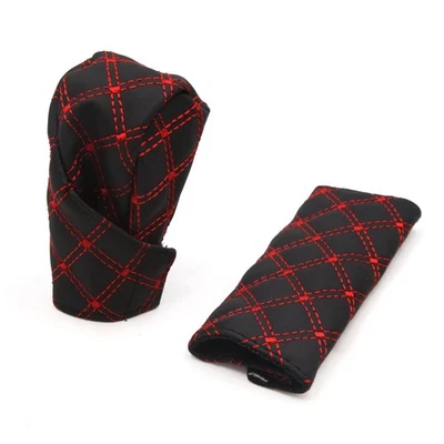 2 1 Finta Pelle Auto Pomello Cambio Cover Freno Mano Paramaniche Set Foto 1 de 3