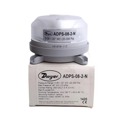 Dwyer ADPS-08-2-N Adjustable Differential Pressure Switch 0.08 to 1.2"w.c. M20 - Image 1 of 4