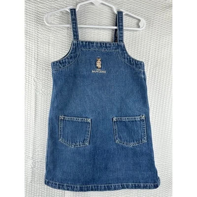Vestido Vintage Ralph Lauren Denim Oso de Peluche Talla 4T Y2K Foto 1 de 4