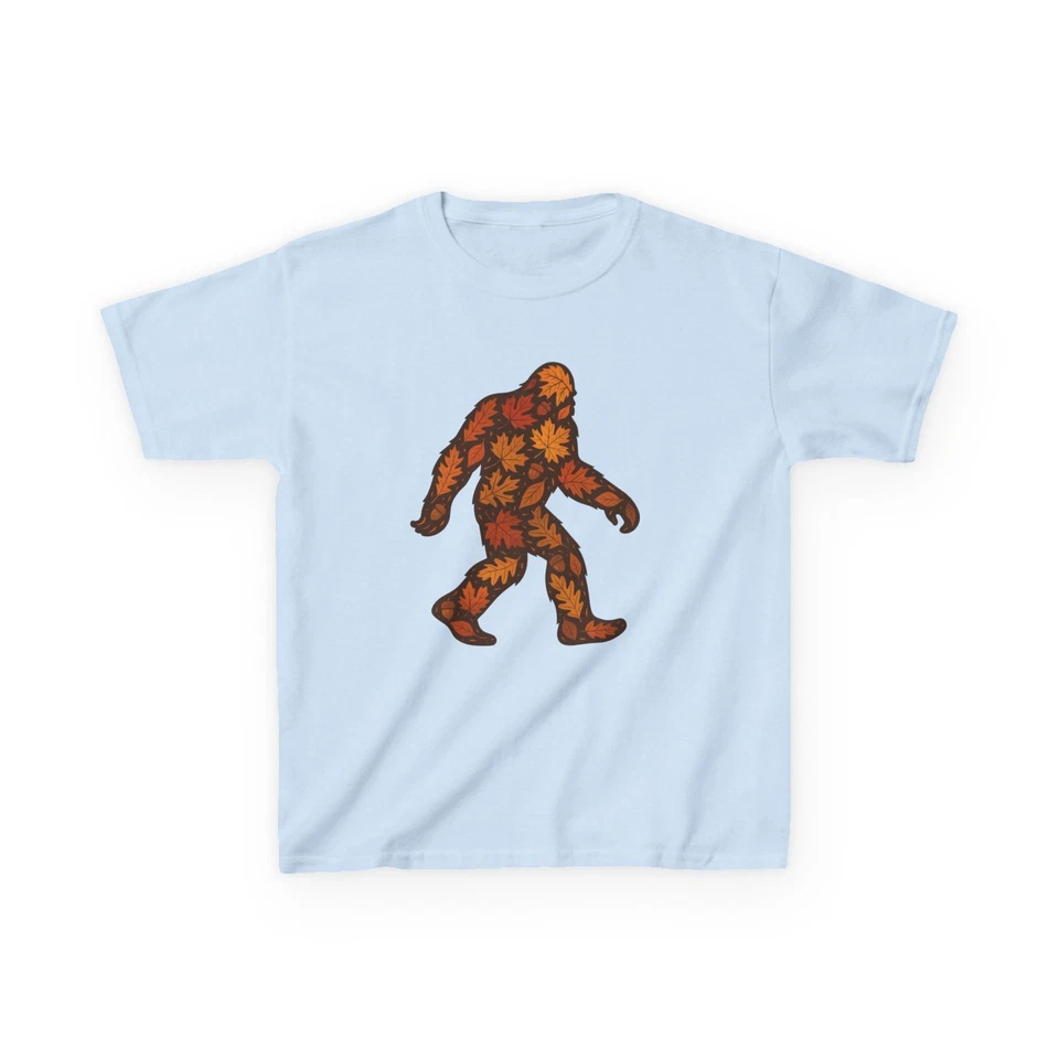 Детская футболка Bigfoot Fall Leaves силуэт сасквотча осенние вибрации - Изображение 1 из 1