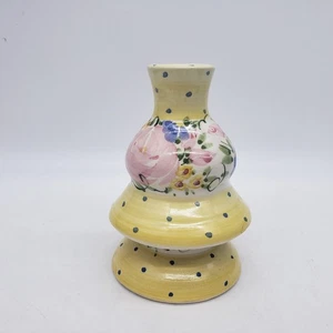 Vintage Paar Sandy Kreyer Keramik Stapel Kerzenständer 3,5" Rose Polka Dots - Bild 1 von 16