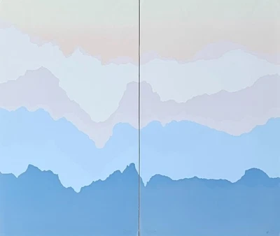 Martin Bluescape Nature Mountain Diptychon Handsigniert 64/350 Wandkunst 2 Stück - Bild 1 von 4