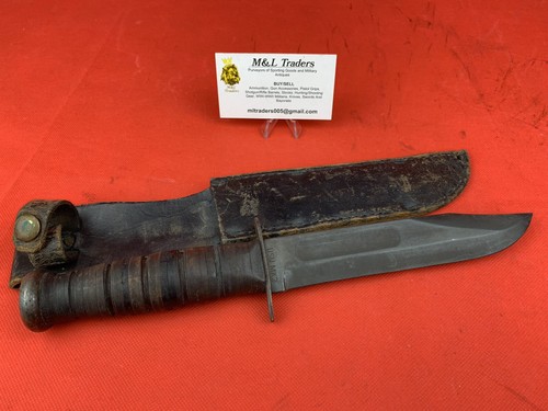 Original WW2 US Navy KABAR MK2 Ricasso Marked Fighting Knife Leather ...