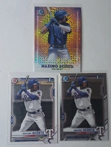 MAXIMO ACOSTA 2021 Bowman Chrome Dawn of Glory Refractor #DG16 + 2 Bowman 1st - Picture 1 of 4