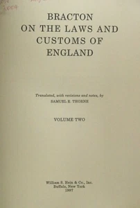 Bracton on the Laws and Customs of England HC Volume Two trans by samuel thorne - Picture 1 of 1