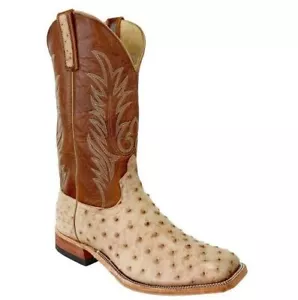 ANDERSON BEAN MEN'S VINTAGE TAN BRUCIATO FULL QUILL WESTERN BOOT 331740 - Picture 1 of 1