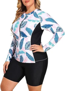 NWT $38 DACI SIZE 20W Daci Women Plus Size Long Sleeve Rash Guard Bathing Suit - Picture 1 of 7