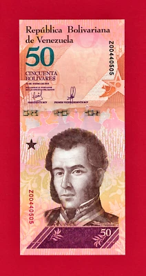 RARE 50 Bolivares 2018 Venezuela STAR / Replacement / Z / UNC Banknote (P-105br) - Image 1 of 2