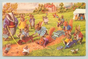 Postcard Racey Helps The wheelbarrow race, Medici society - Picture 1 of 2