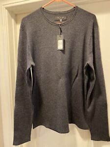 RAG & BONE Sweater Merino Wool Mens Size L Charcoal grey Crew $275 NWT