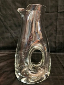 Crystal DONUT Hole Pitcher Decanter ~ 11” Hand-blown ~ POLAND ~ Vintage ~ Heavy - Picture 1 of 13