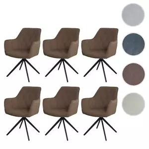 6er-Set Esszimmerstuhl HWC-L80, Küchenstuhl Stuhl, drehbar, Metall Stoff/Textil - Bild 1 von 16