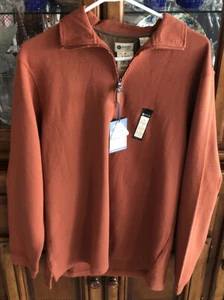 Haggar Long Sleeve Premium Polo Shirt Men M 1/4 Zip Pullover Textured Ottoman - Picture 1 of 12