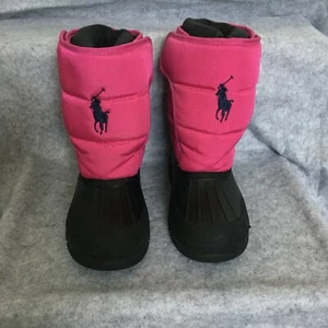 Polo Ralph Lauren Snow Boots, Girls 3 (Black & Hot Pink) - Picture 1 of 7