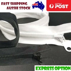 Plastic Zip Zipper 50cm Black White Open-Ended Open-End Sportwear Bags Sewing Ac - Picture 1 of 4
