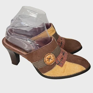 Kenzie Shoes Womens Size 9 Touch Patckwork Leather Suede Corduroy & Fabric Mules - Picture 1 of 9